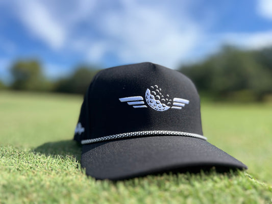 Stripe and Pipe Rope Hat (Black)