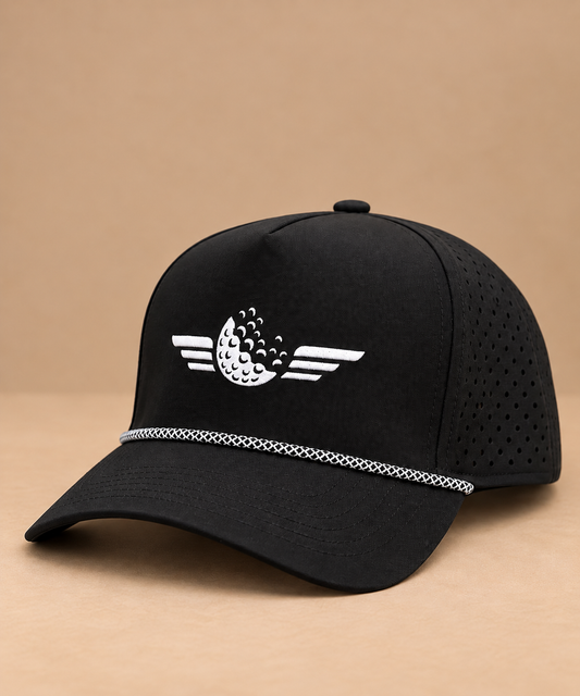 Stripe and Pipe Rope Hat - Black