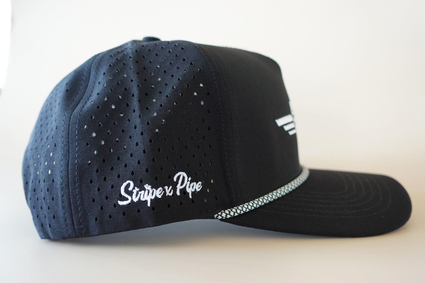 Stripe and Pipe Rope Hat - Black