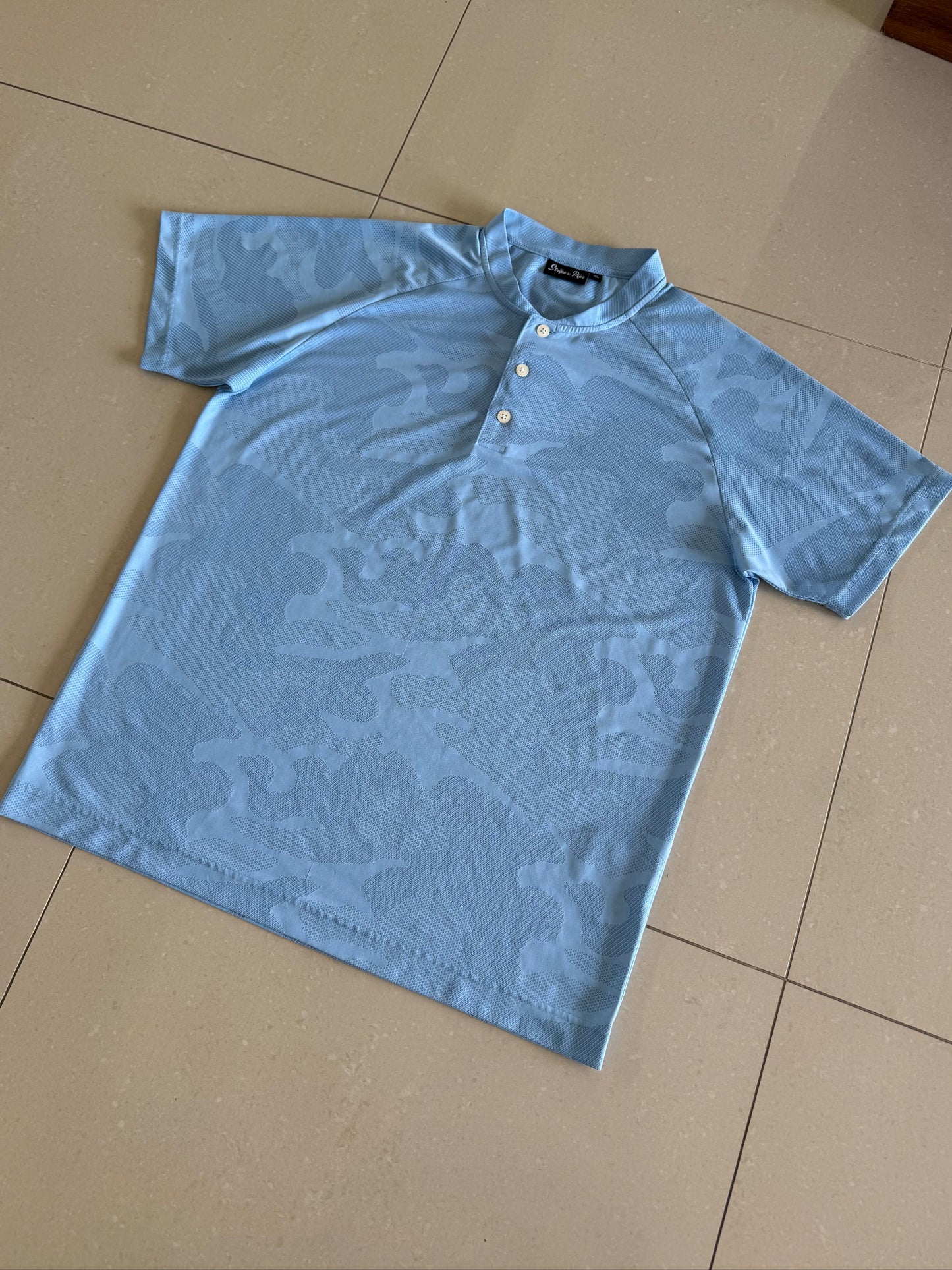 Baby Blue Camouflage Blade Collar Shirt