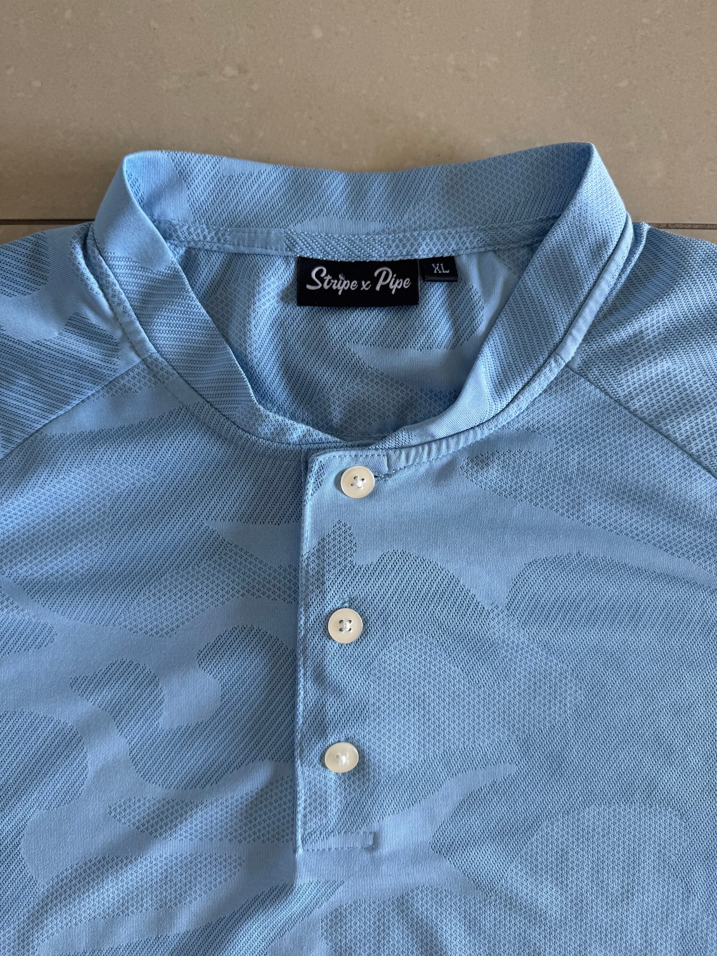 Baby Blue Camouflage Blade Collar Shirt